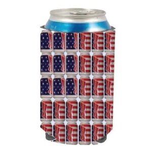USA Flag Beer Can Cooler 12oz Neoprene Patriotic Red White Blue Party Koozie